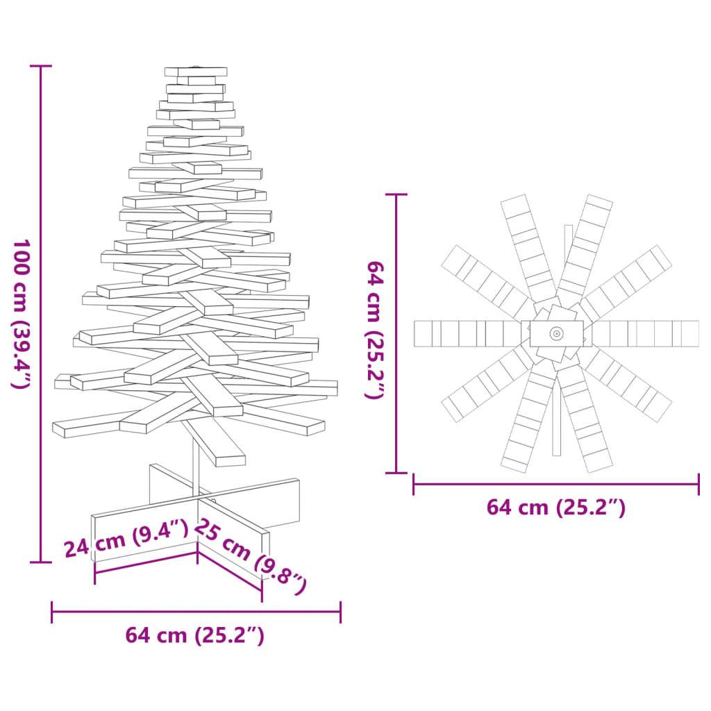 Vidaxl - Arbre de Noël en bois pour décoration 100 cm bois massif de pin vidaXL 858204 - Image 3