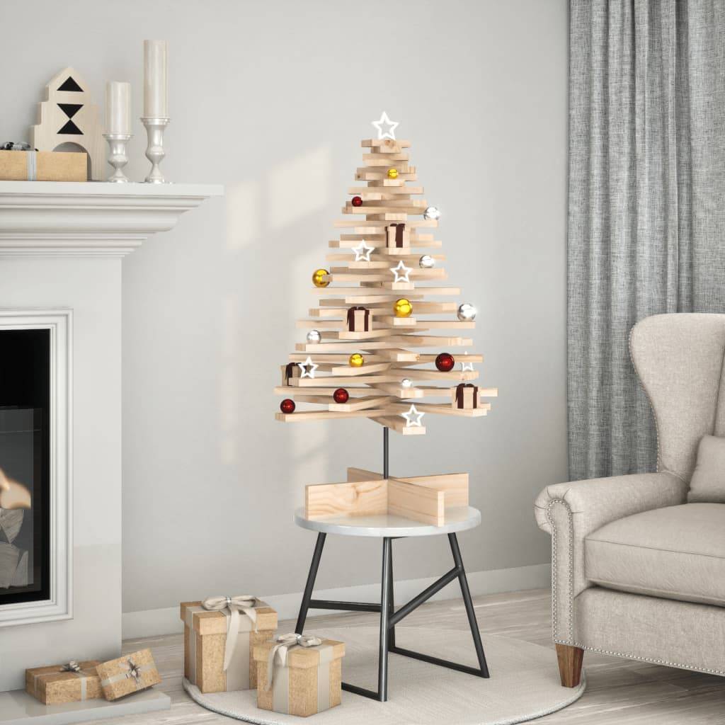 Vidaxl - Arbre de Noël en bois pour décoration 100 cm bois massif de pin vidaXL 858204 - Image 1