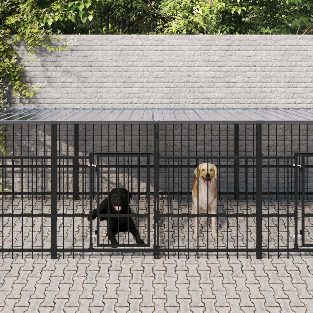Vidaxl - Chenil d'extérieur avec toit pour chiens Acier 18,77 m² vidaXL 3124671 - Image 1