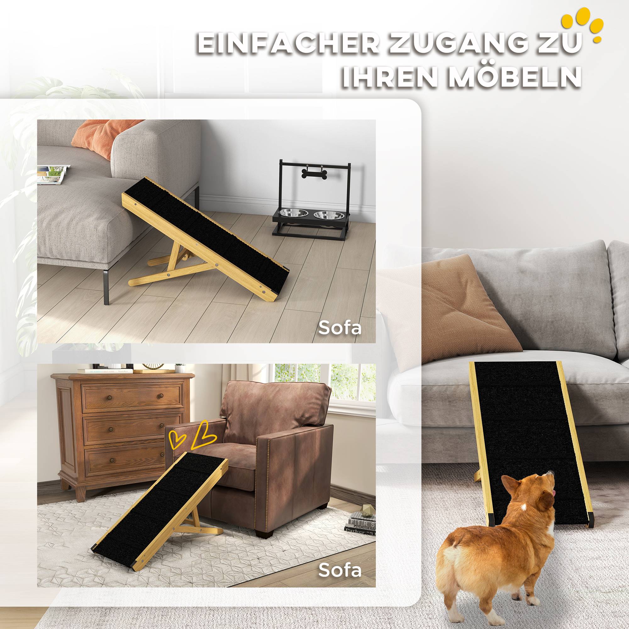 Sans Marque - Rampe réglable, 4 marches, antidérapant, pin, pliable, jusqu'à 15kg - Image 8
