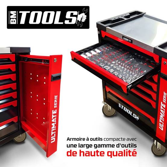 Servante d'atelier BM TOOLS 8-7-ULTIMATE-SERIE - 296 Outils haute qualité inclus, 7/8 tiroirs pleins, Chariot TOOLS, Clé Dynamo - Image 2