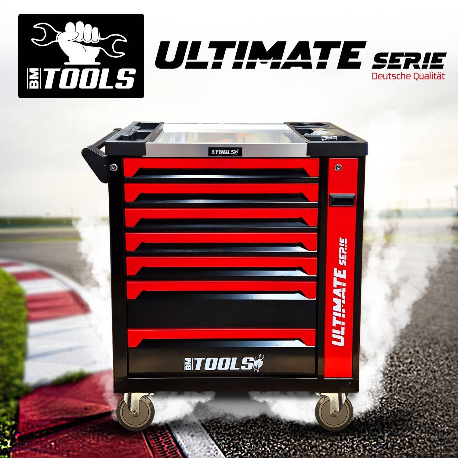 Servante d'atelier BM TOOLS 8-7-ULTIMATE-SERIE - 296 Outils haute qualité inclus, 7/8 tiroirs pleins, Chariot TOOLS, Clé Dynamo - Image 5
