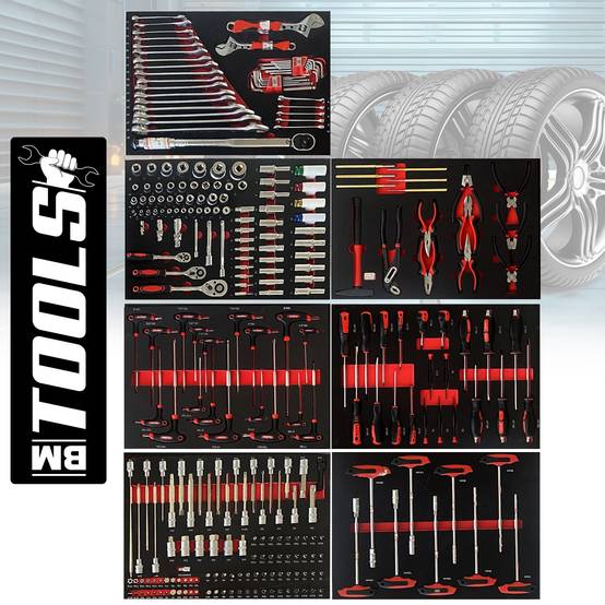 Servante d'atelier BM TOOLS 8-7-ULTIMATE-SERIE - 296 Outils haute qualité inclus, 7/8 tiroirs pleins, Chariot TOOLS, Clé Dynamo - Image 3