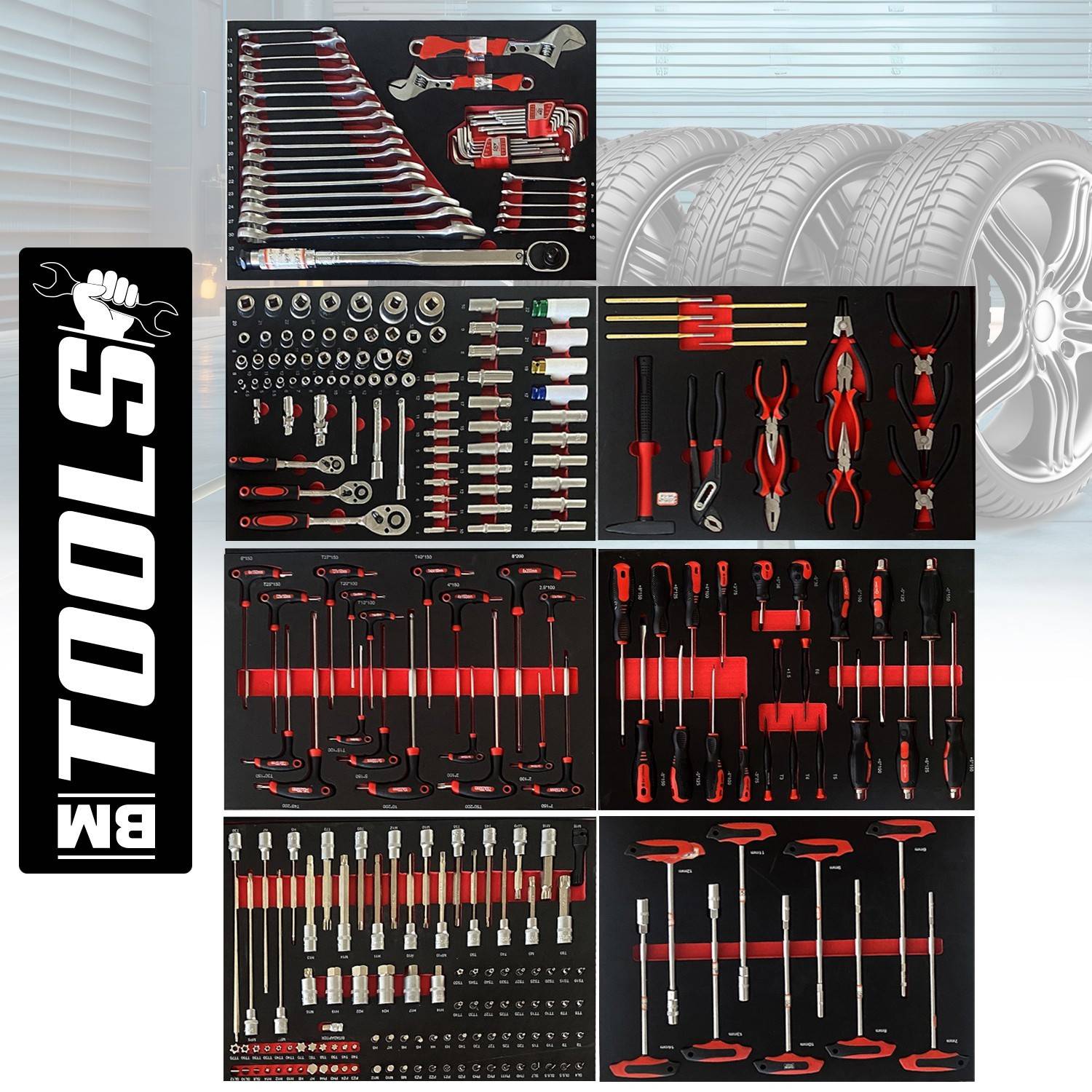 Servante d'atelier BM TOOLS 8-7-ULTIMATE-SERIE - 296 Outils haute qualité inclus, 7/8 tiroirs pleins, Chariot TOOLS, Clé Dynamo - Image 3