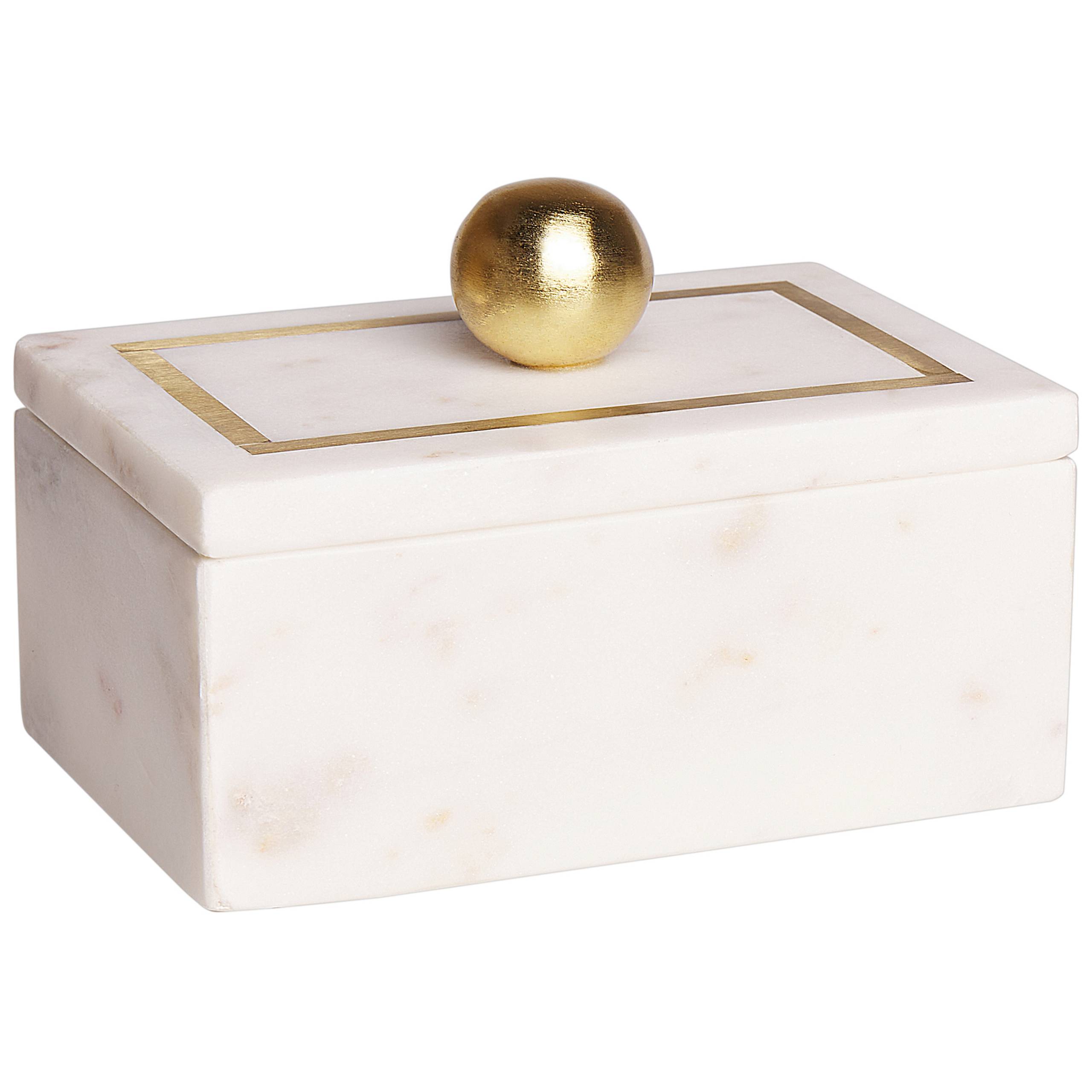 Beliani - Boîte Décorative Blanc Marbre de Rangement pour Bijoux Style Moderne Glam - Image 1