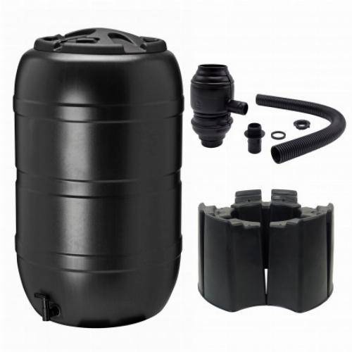 Récupérateur d'eau 210L noir - Kit complet avec pied et connecteur - Image 2