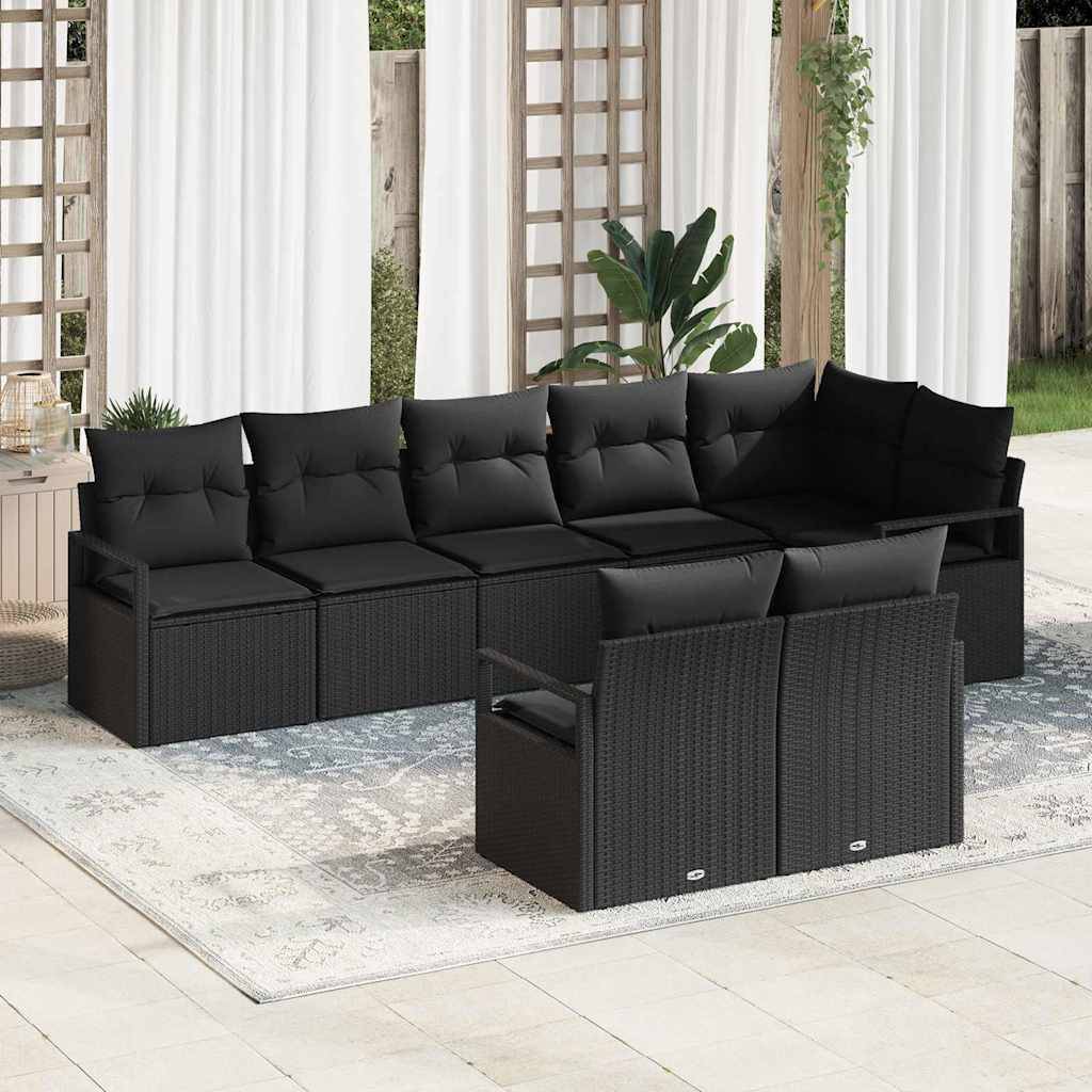 Salon de jardin modulable 8 places en polyrotin résistant aux UV Noir – ComfortXL Outdoor Living - Image 1