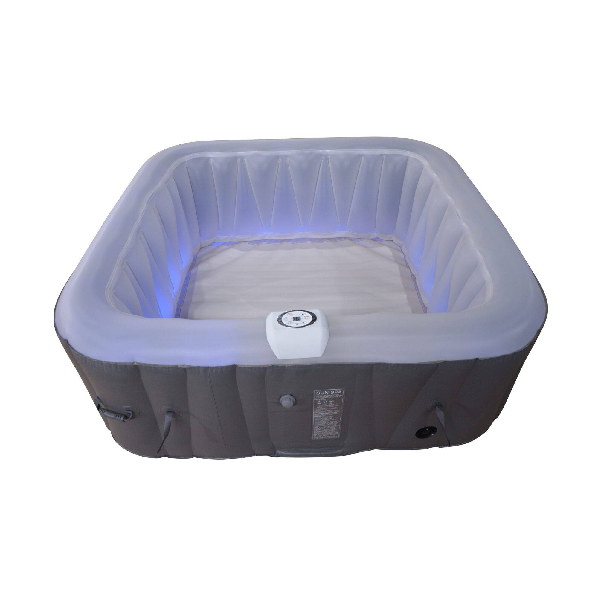 Spa gonflable 4 places carré - Sunspa - Bandeau LED inclus - Dimensions : 155 x 155 cm - Image 1