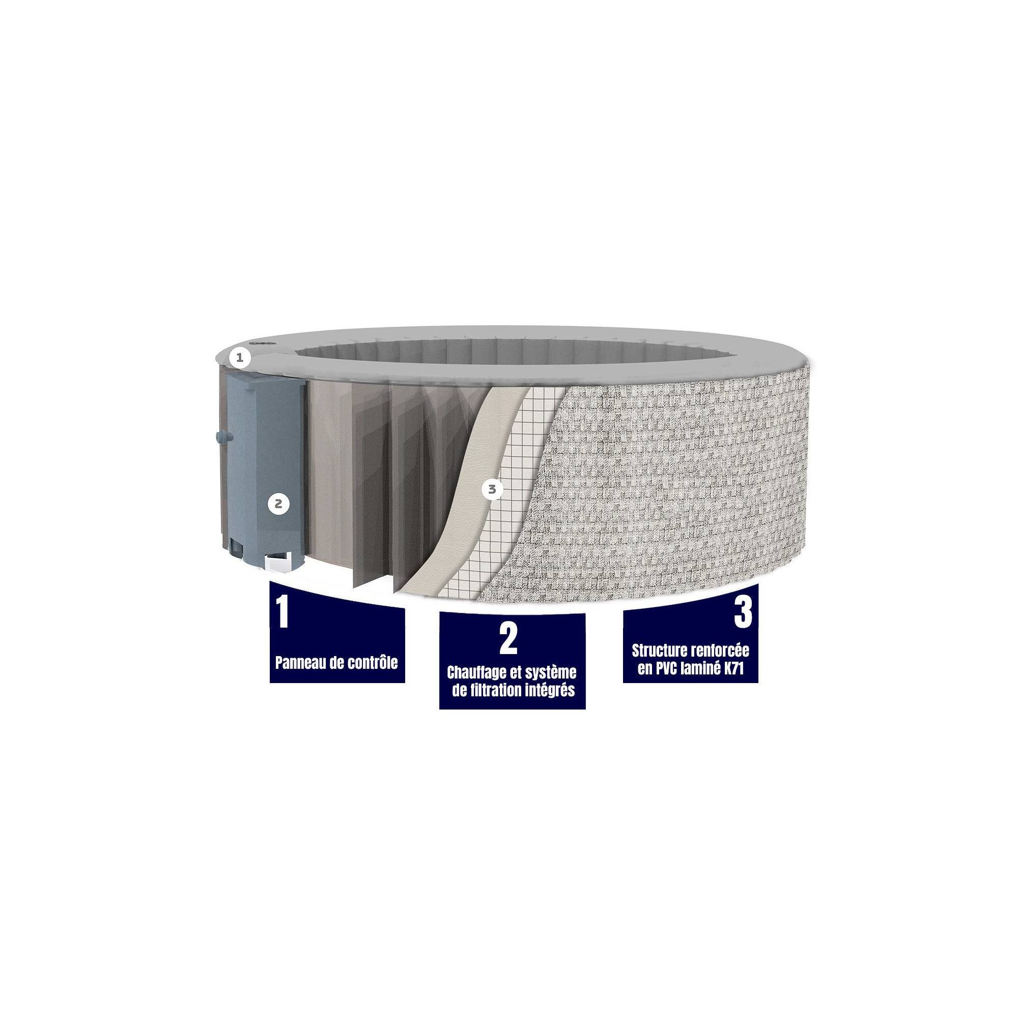 Spa gonflable 4 places carré - Sunspa - Bandeau LED inclus - Dimensions : 155 x 155 cm - Image 7