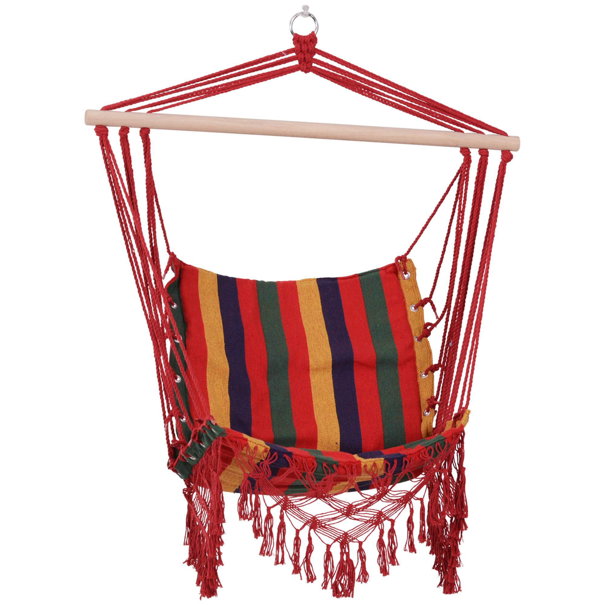 Fauteuil suspendu hamac, tissu coton-polyester, capacité de charge 100 kg, utilisation intérieure/extérieure, terrasse, 100 x 60 x 100 cm, multicolore - Image 1