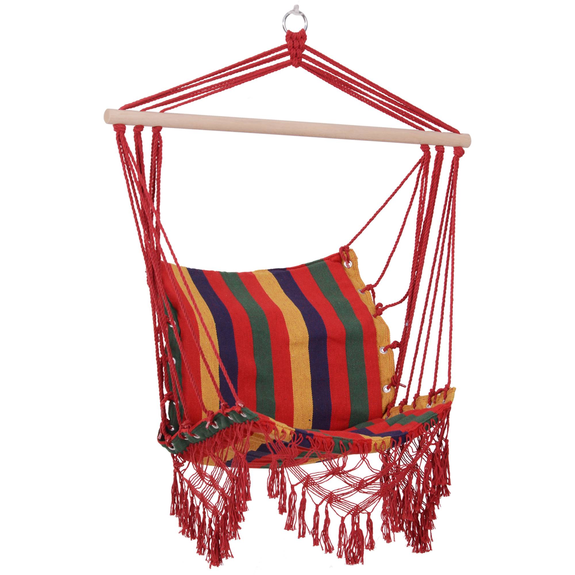 Fauteuil suspendu hamac, tissu coton-polyester, capacité de charge 100 kg, utilisation intérieure/extérieure, terrasse, 100 x 60 x 100 cm, multicolore - Image 2