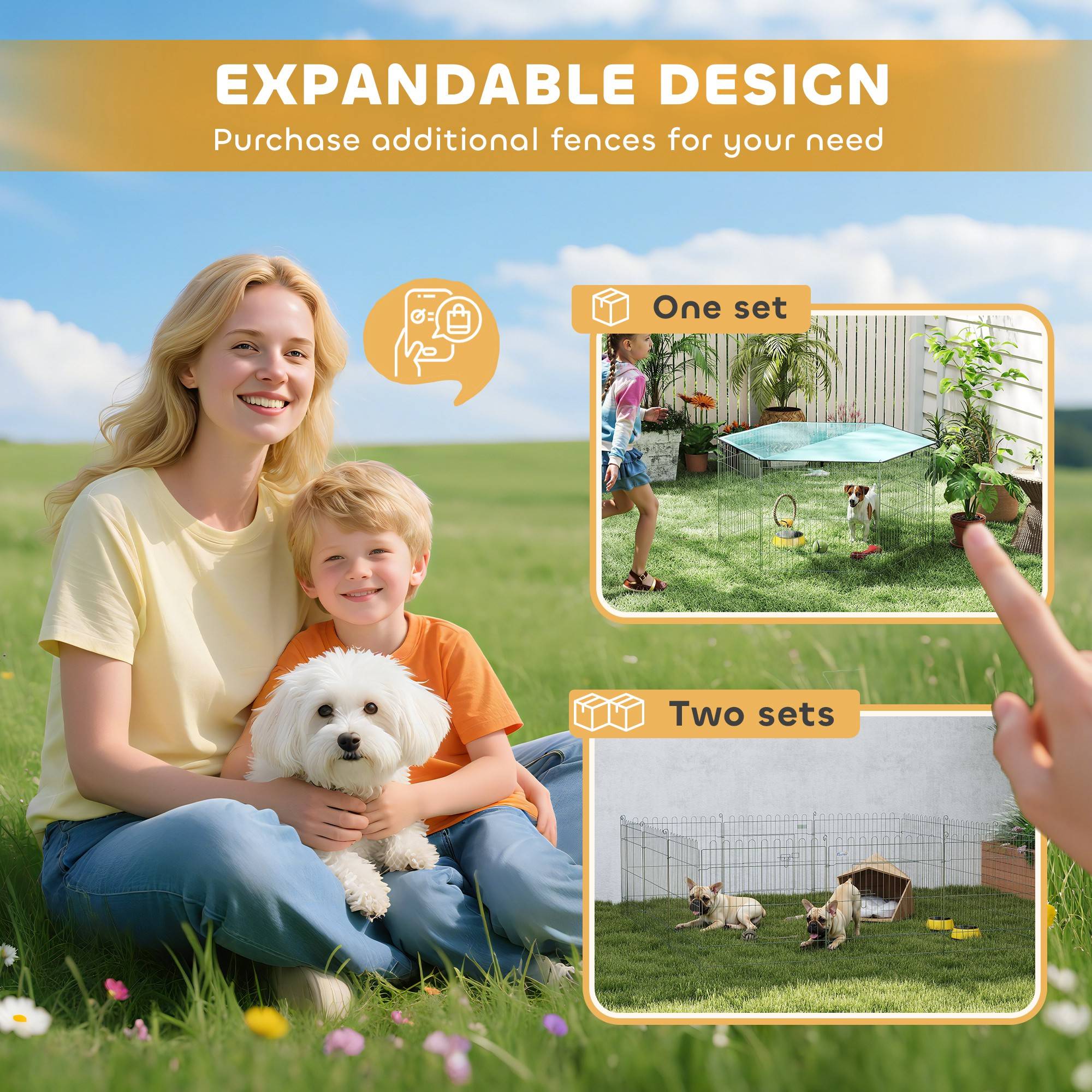 Parc enclos chien 6 panneaux avec toit, modulable et pliable, portable 60H cm avec porte, argent et vert - Image 10