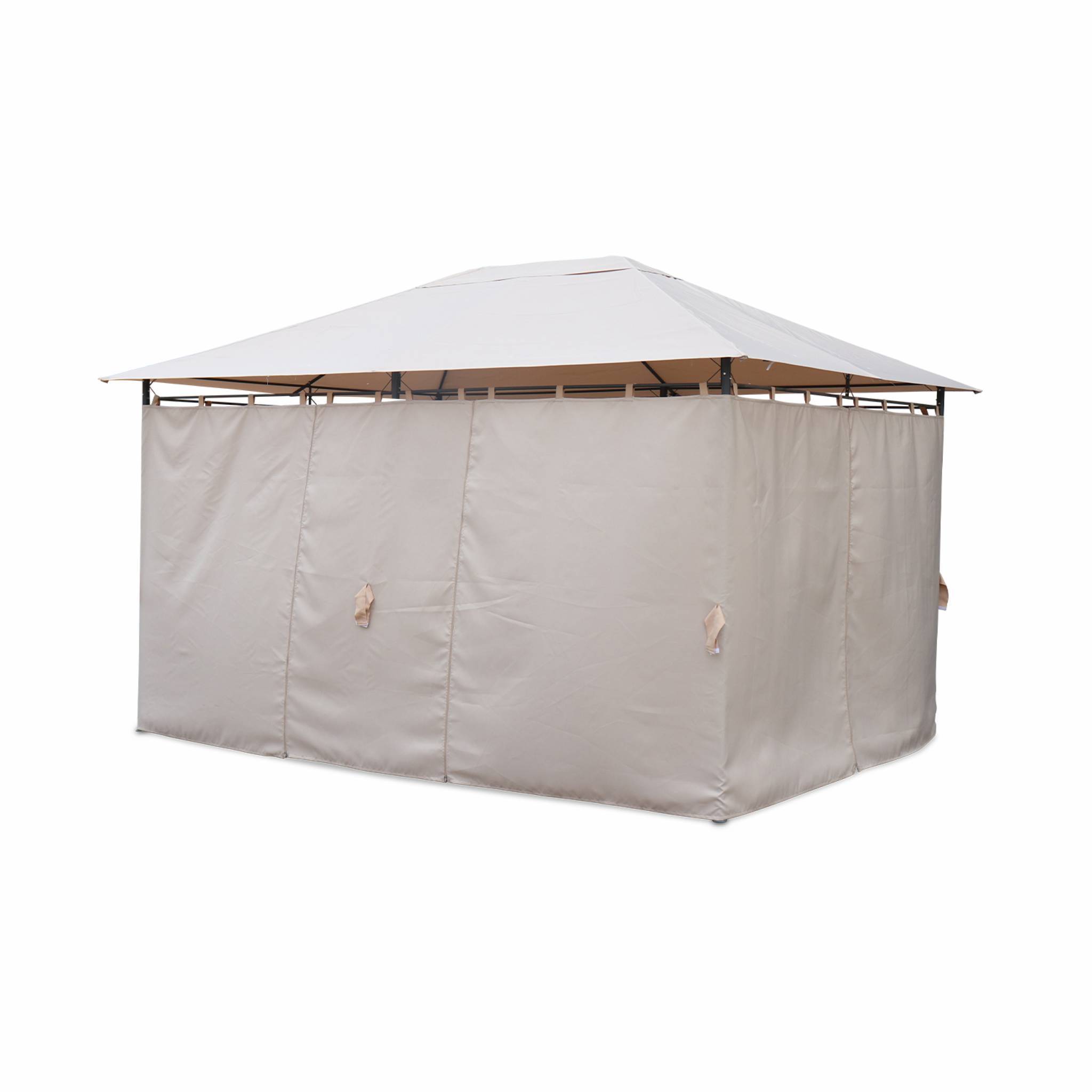 Tonnelle 3x4 m - Divio - Toile beige - Pergola avec rideaux. tente de jardin. barnum. chapiteau. réception | sweeek - Image 3