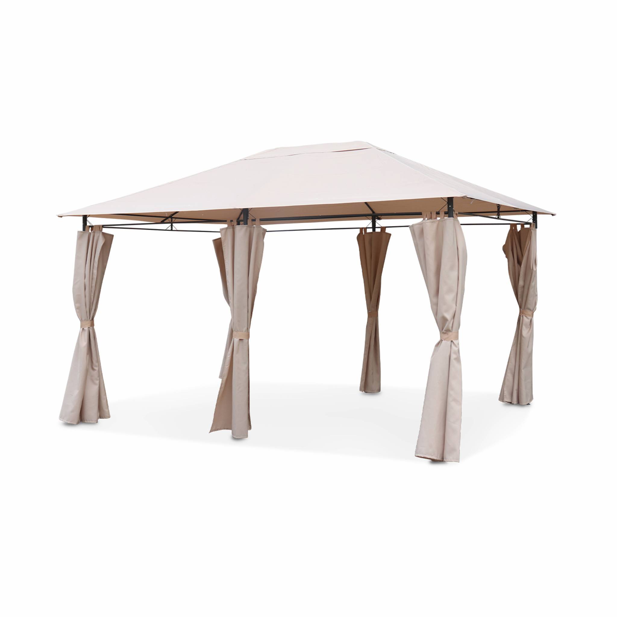 Tonnelle 3x4 m - Divio - Toile beige - Pergola avec rideaux. tente de jardin. barnum. chapiteau. réception | sweeek - Image 1