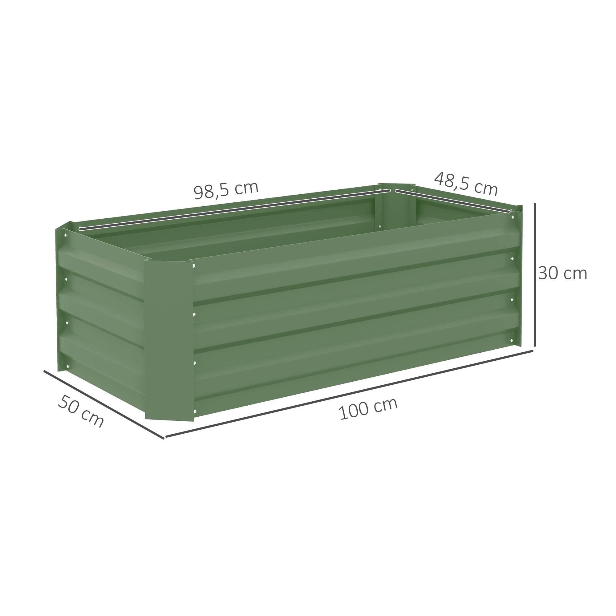 Sans Marque - Lot 2 carré potager jardin 100x50x30 cm tôle acier ondulée vert - Image 5