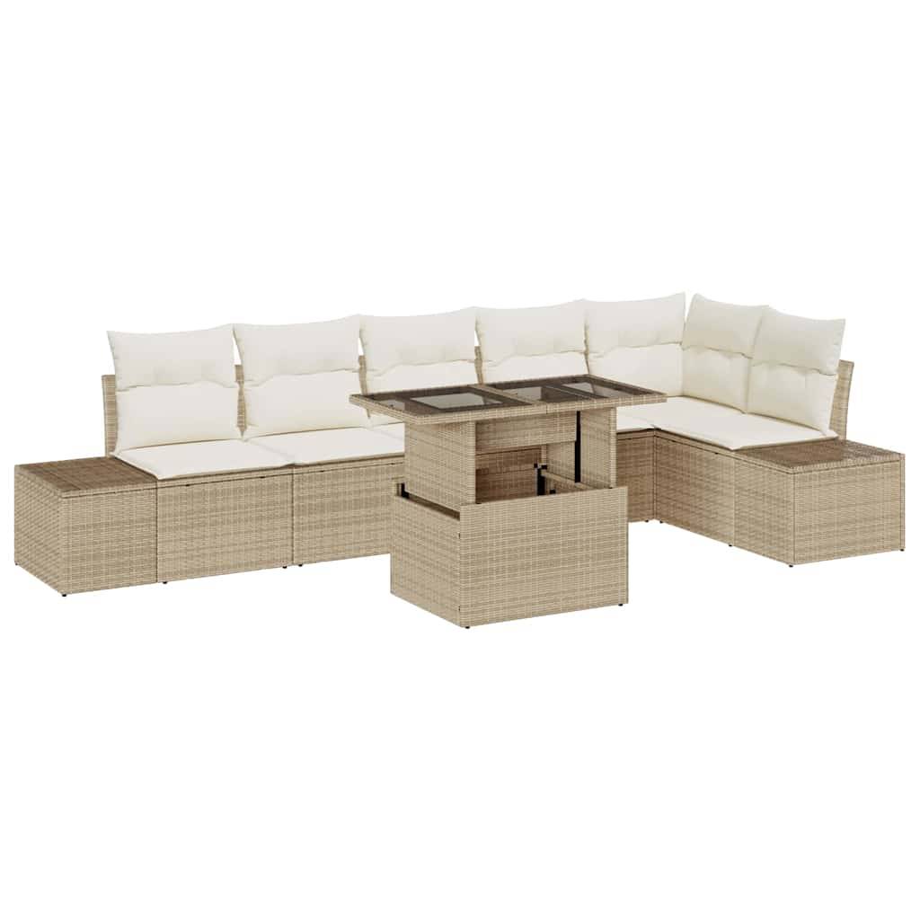 ComfortXL - Salon de jardin d'angle 7 pcs Poly rotin avec rangement extérieur Beige – ComfortXL Outdoor Living - Image 2