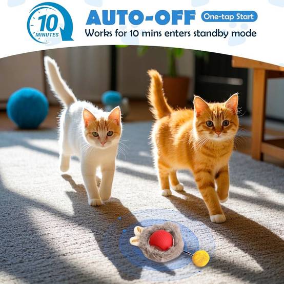 Jouets pour chats-Balle interactive automatique pour chat - 3 vitesses réglables - Rechargeable USB-C - Tapis de jeu inclus - Living123 - Image 7