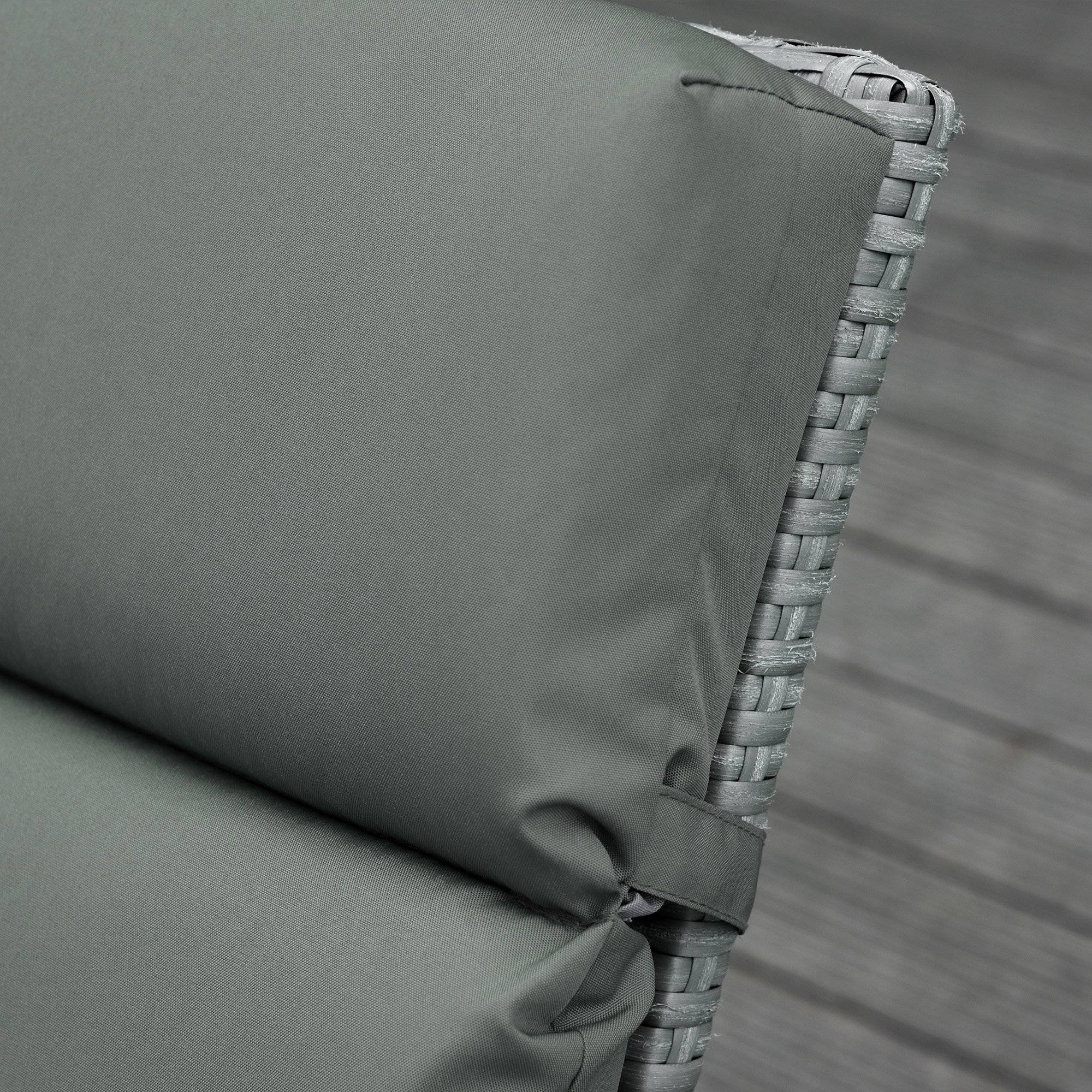 ComfortXL - Lot de 2 coussins bain de soleil polyester mousse 196 x 55 x 8 cm gris foncé pour transat jardin avec attaches - Image 9