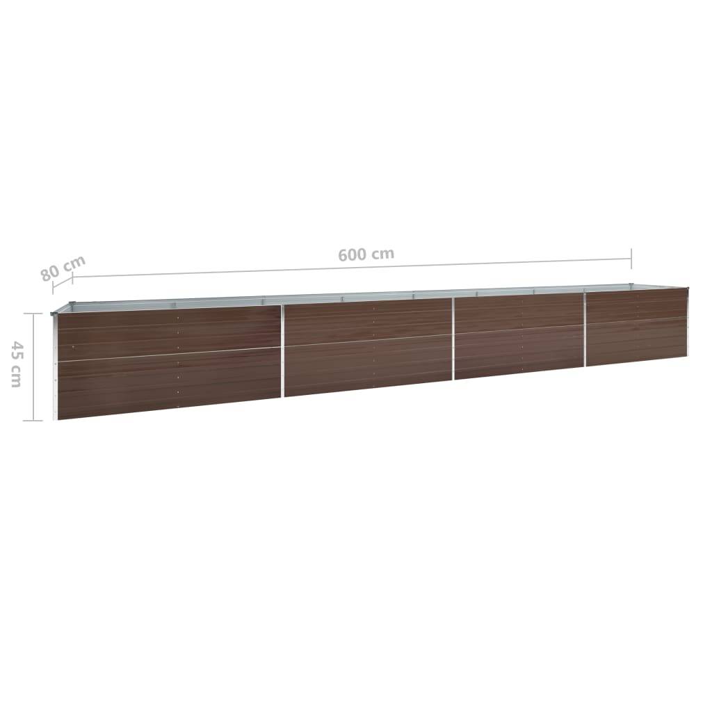 Jardinière lit surélevé plantes fleurs jardin acier galvanisé 600 x 80 x 45 cm marron - Image 5