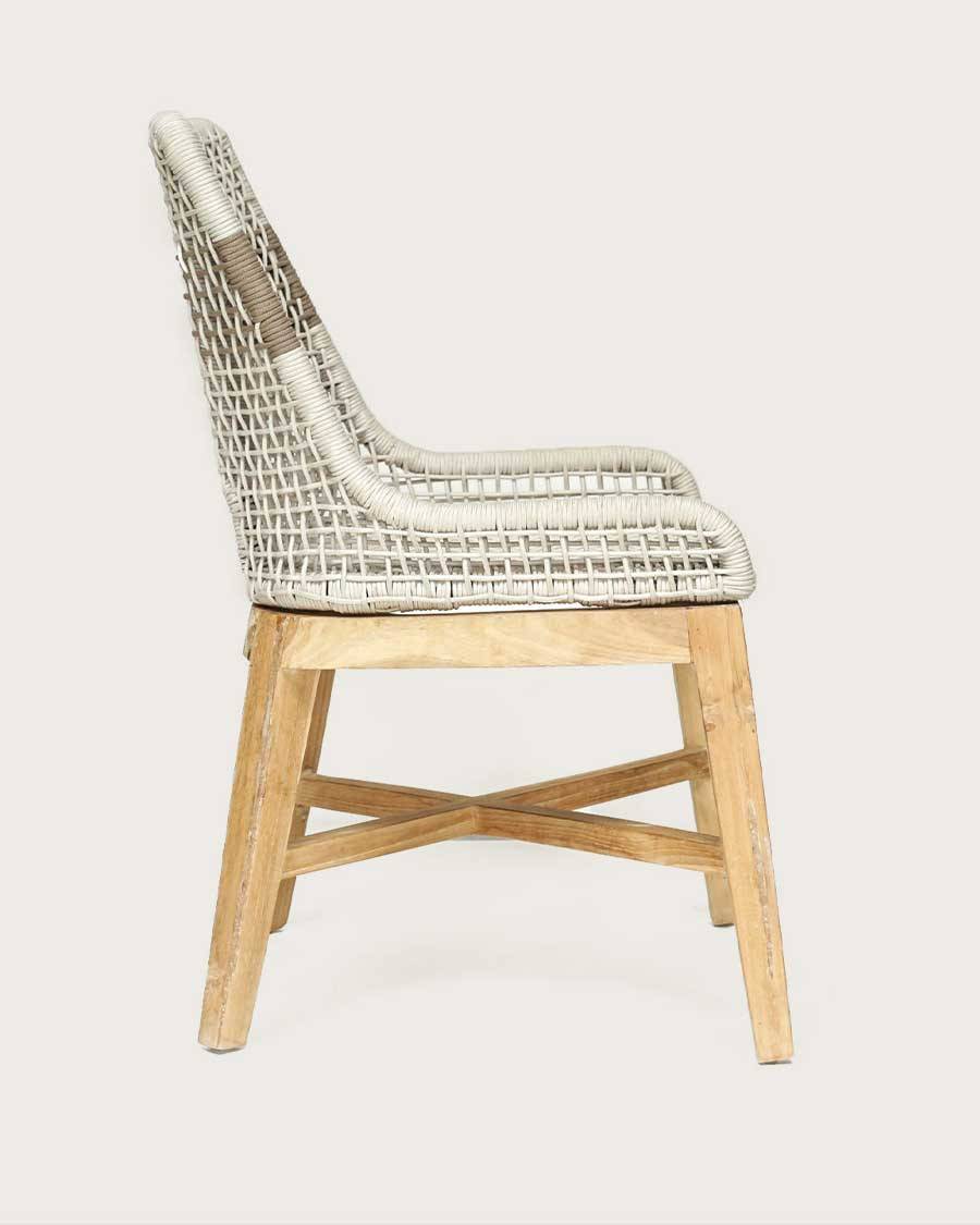 Kos - Lot de 2 Chaise Kos dossier haut en teck massif et corde naturelle beige - UNIQKA - Image 4