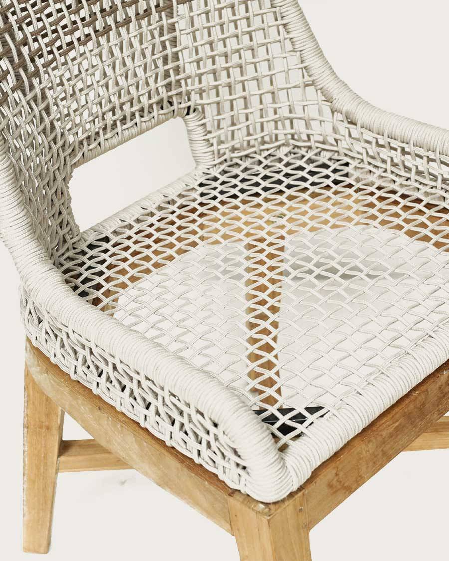 Kos - Lot de 2 Chaise Kos dossier haut en teck massif et corde naturelle beige - UNIQKA - Image 6