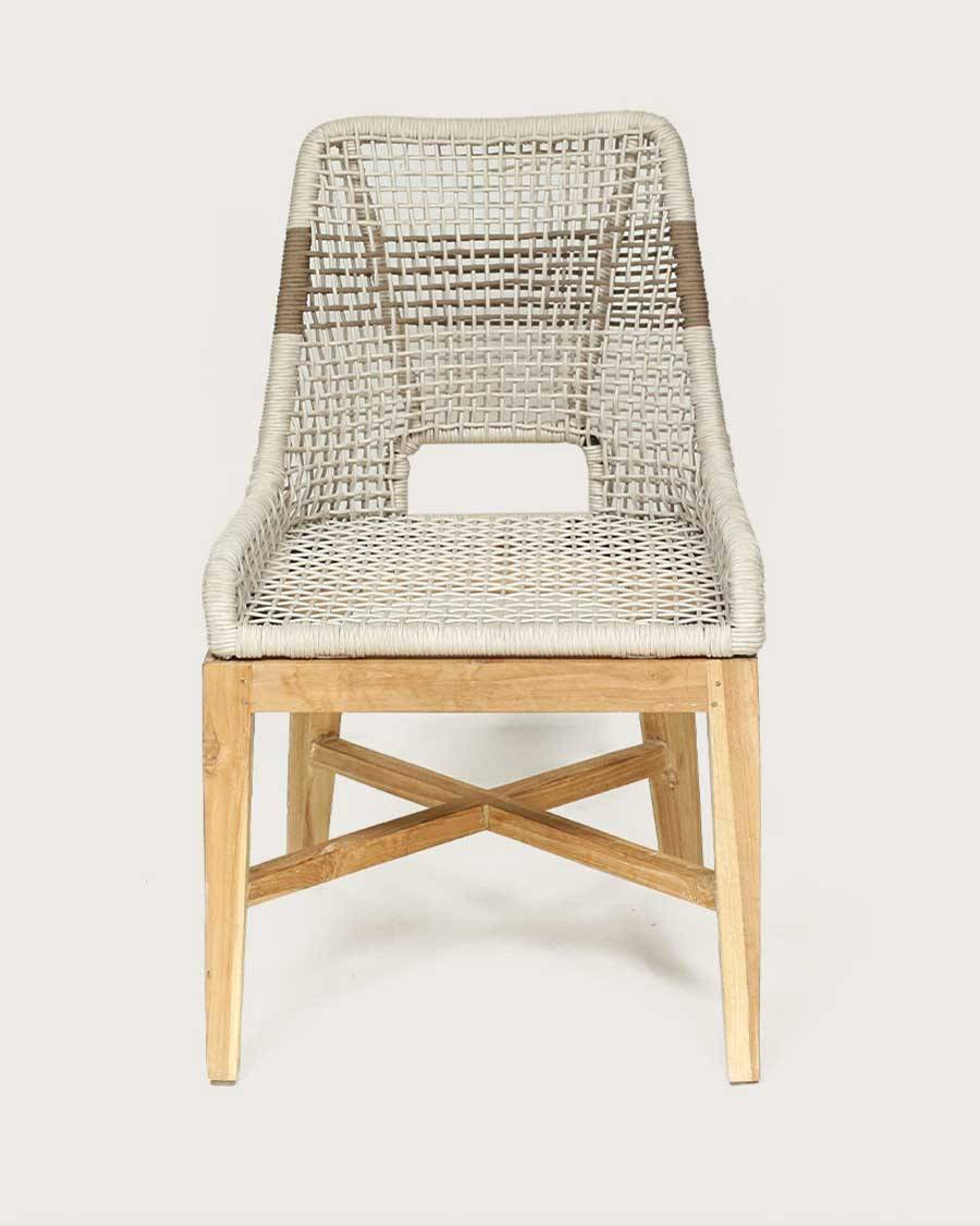 Kos - Lot de 2 Chaise Kos dossier haut en teck massif et corde naturelle beige - UNIQKA - Image 5