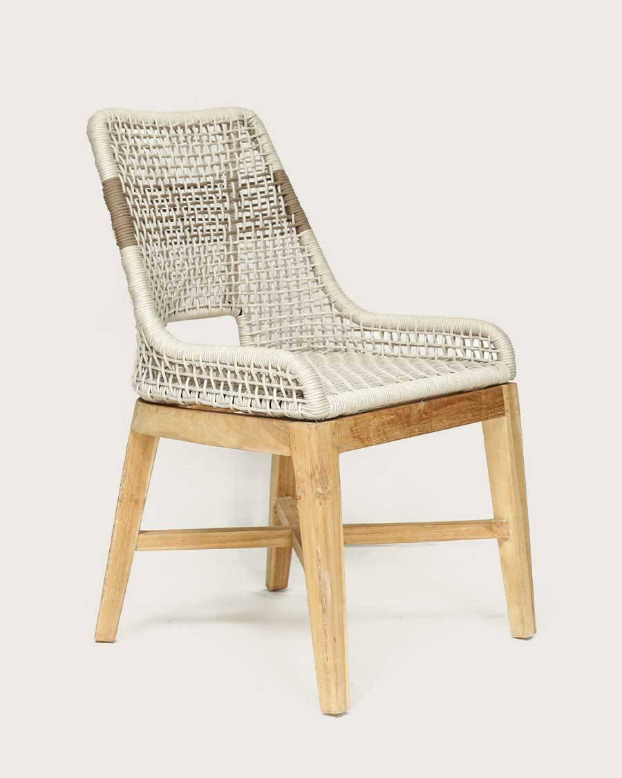 Kos - Lot de 2 Chaise Kos dossier haut en teck massif et corde naturelle beige - UNIQKA - Image 2