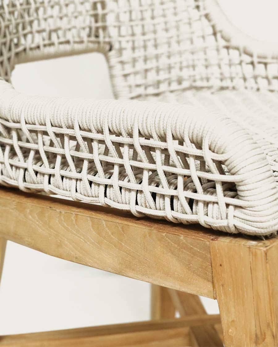Kos - Lot de 2 Chaise Kos dossier haut en teck massif et corde naturelle beige - UNIQKA - Image 8