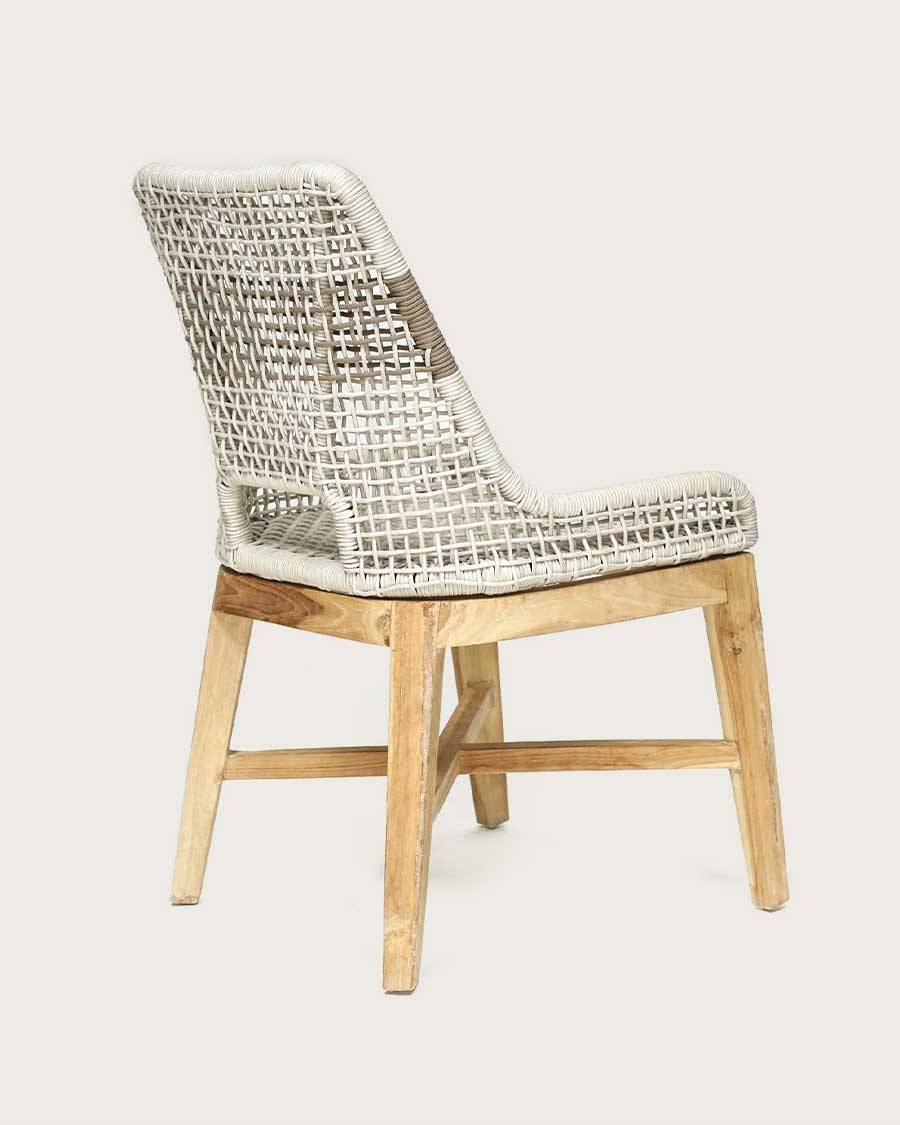 Kos - Lot de 2 Chaise Kos dossier haut en teck massif et corde naturelle beige - UNIQKA - Image 3
