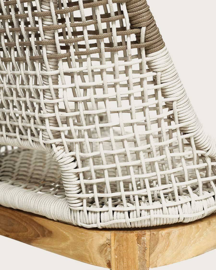 Kos - Lot de 2 Chaise Kos dossier haut en teck massif et corde naturelle beige - UNIQKA - Image 7