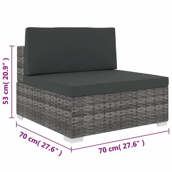 Siège central résine tressée gris 70 x 70 x 53 cm - PANGIVO - Image 5