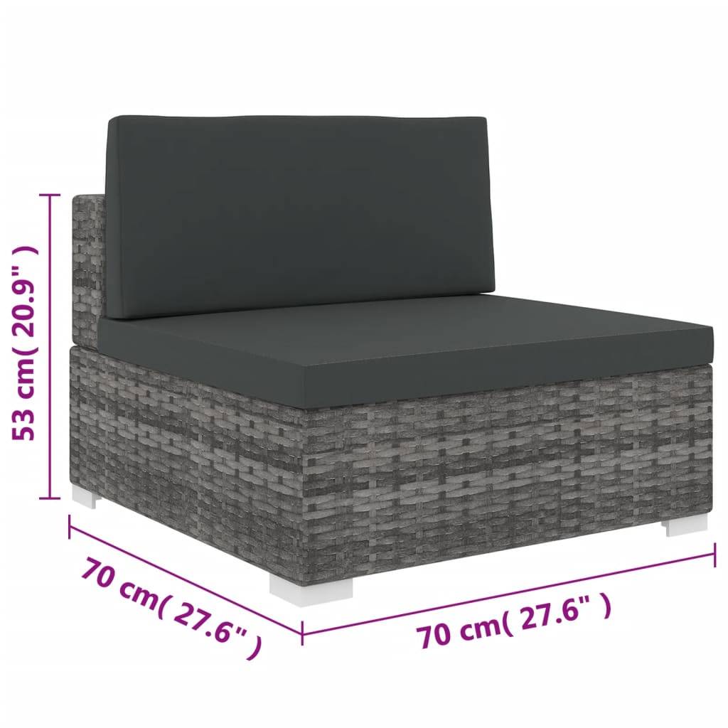 Siège central résine tressée gris 70 x 70 x 53 cm - PANGIVO - Image 5