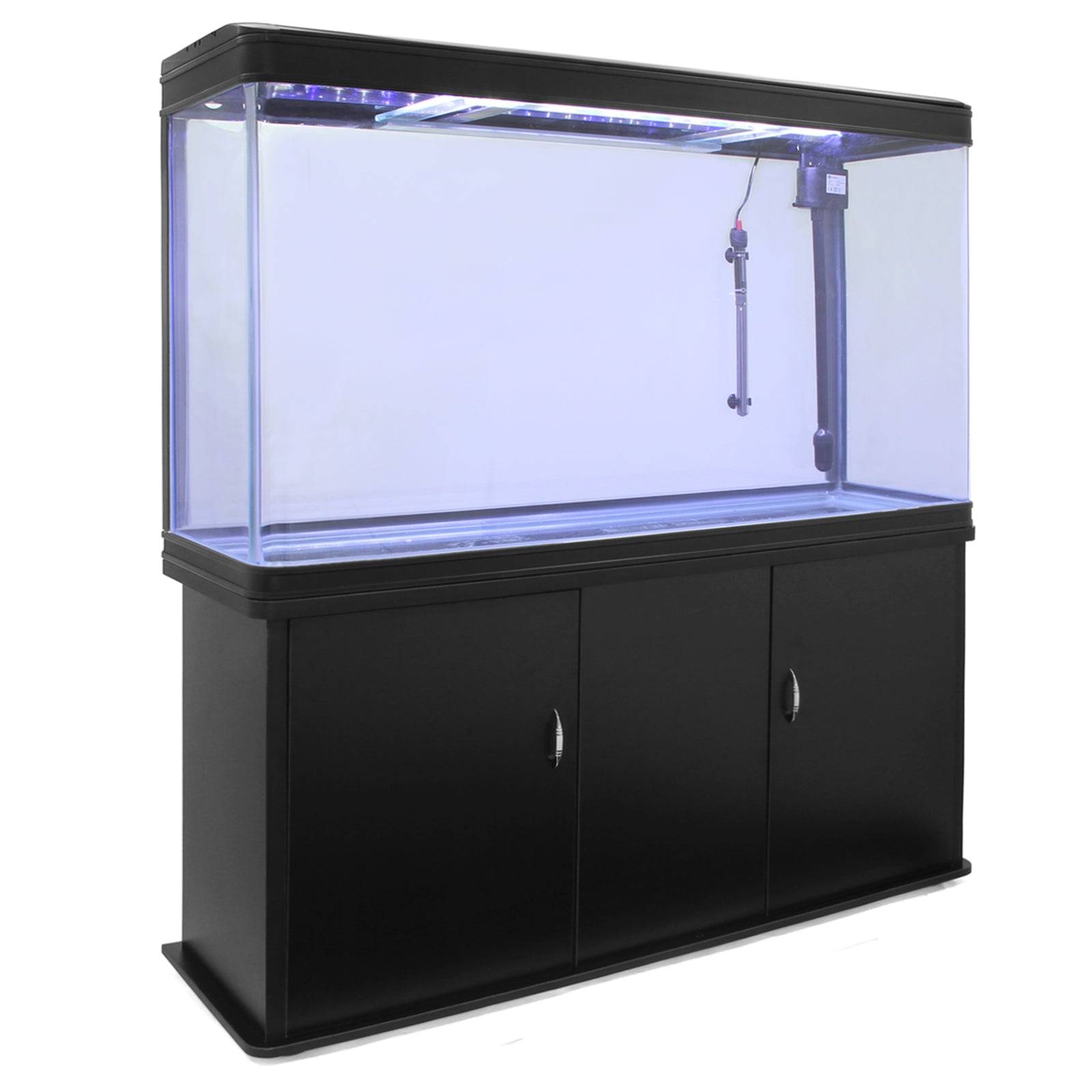 Monstershop - Aquarium 300 L avec meuble noir – Verre incurvé 11 mm – Éclairage LED – Monstershop - Image 1