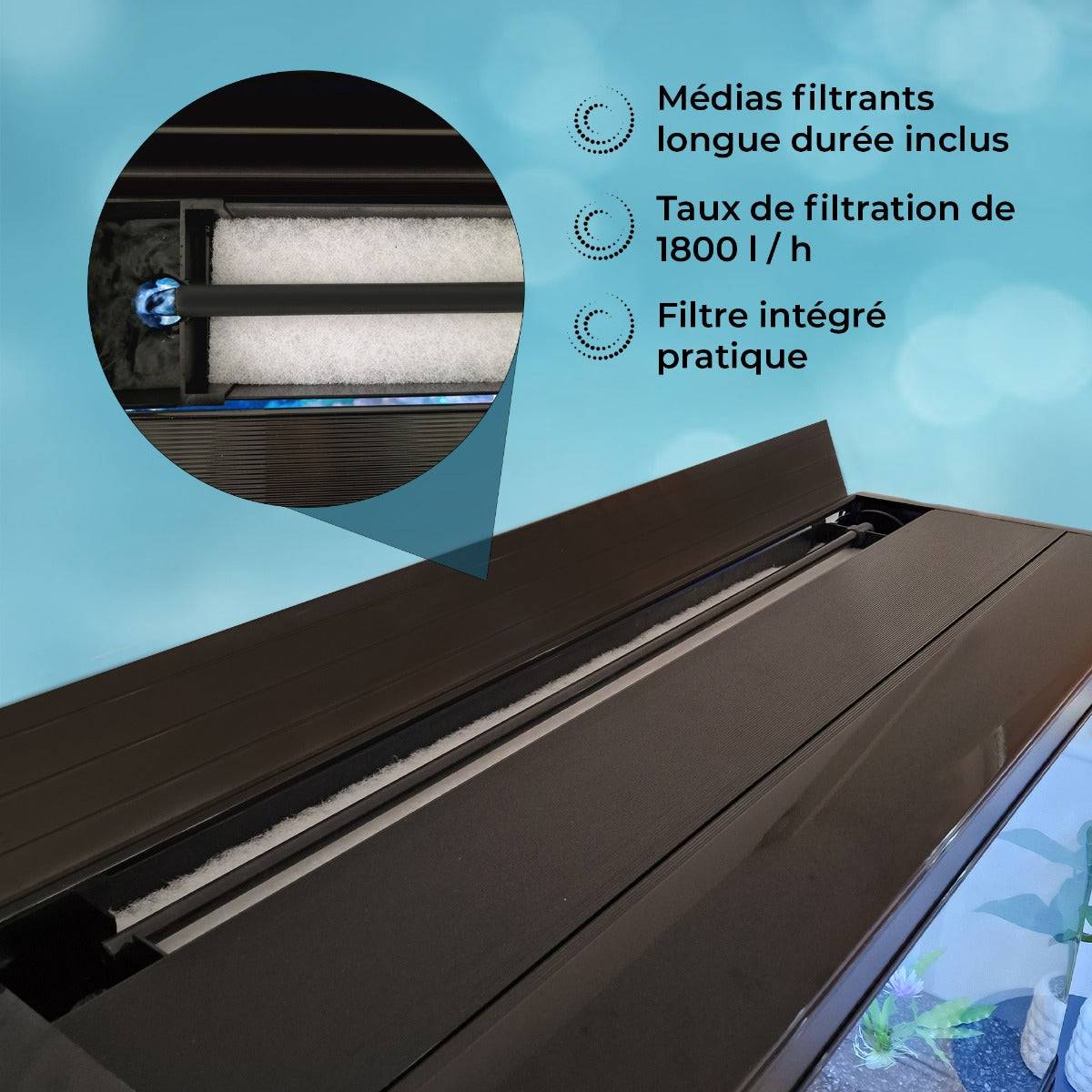 Monstershop - Aquarium 300 L avec meuble noir – Verre incurvé 11 mm – Éclairage LED – Monstershop - Image 3