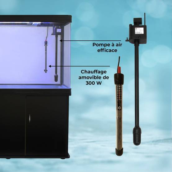 Monstershop - Aquarium 300 L avec meuble noir – Verre incurvé 11 mm – Éclairage LED – Monstershop - Image 4