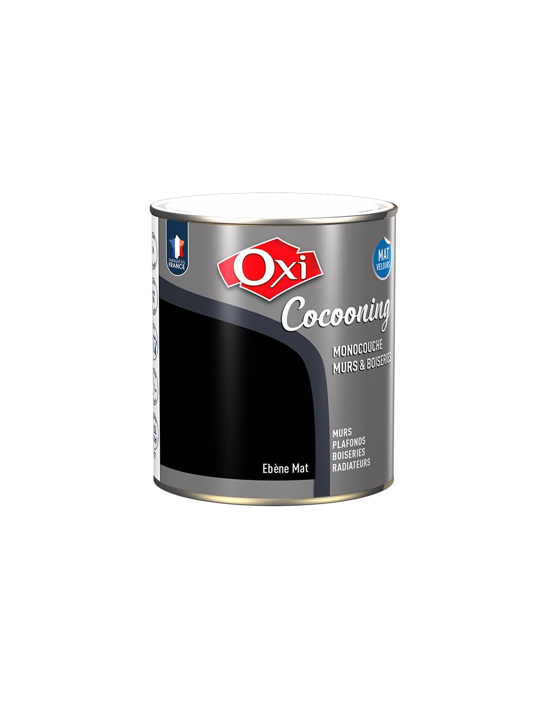 Oxi - Peinture Oxi Cocooning Ebène Peinture Mat Velours Murs Boiseries - Oxi