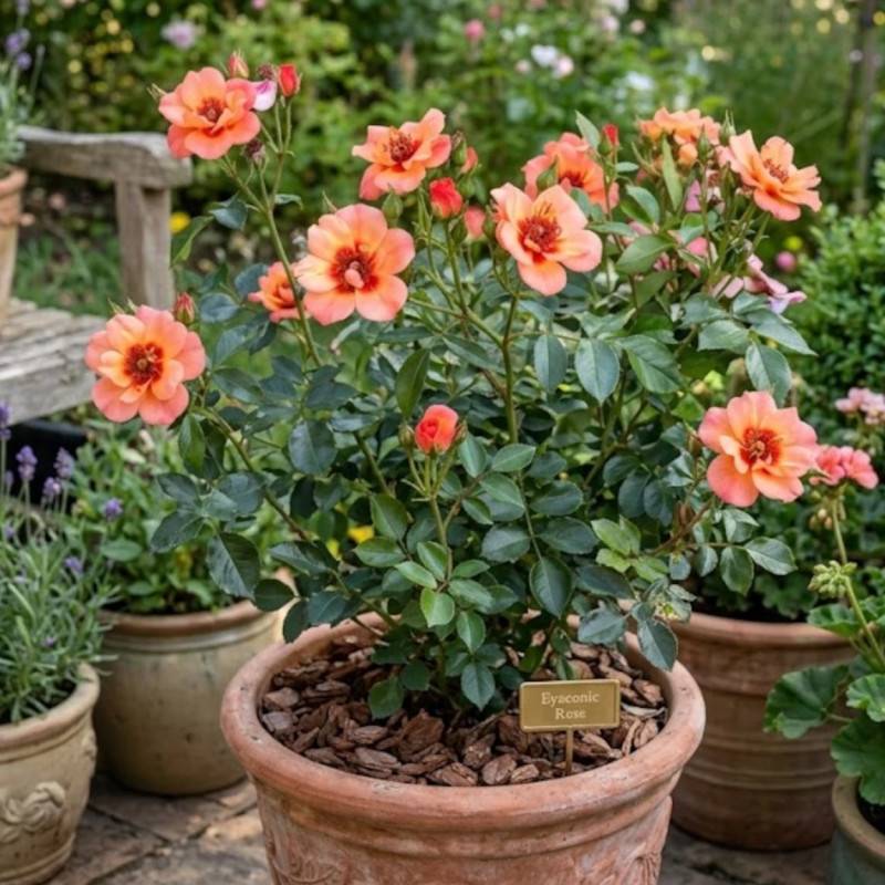 Rosier paysager Decorosier® Baïa® à fleurs Orange/ - feuillage Caduc - Pot de 5L - 40/60 cm - Image 2