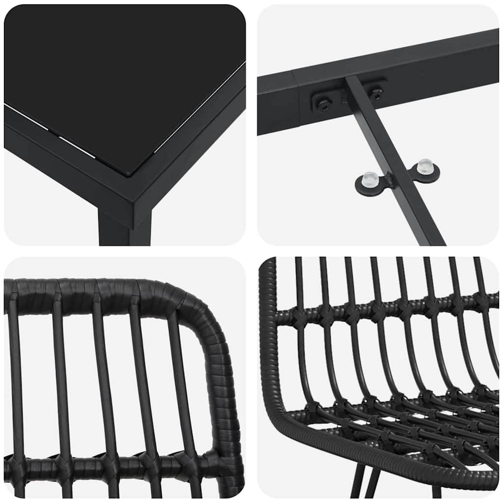 Vidaxl - Ensemble de salle à manger pour jardin 5 pcs Noir vidaXL 3379199 - Image 10