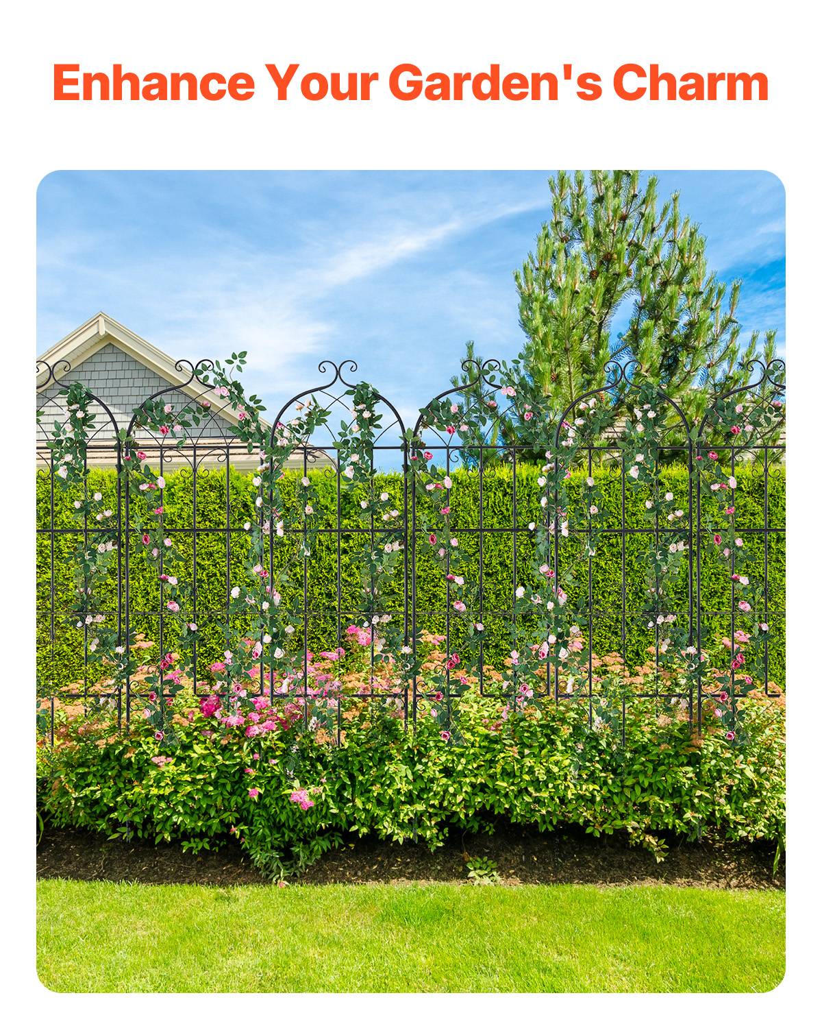 VEVOR Treillis jardin plantes grimpantes, 51x180 cm, métal antirouille. 6 pièces, pour rosiers, concombres. - Image 3