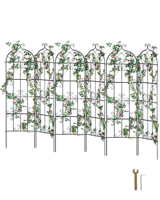 VEVOR Treillis jardin plantes grimpantes, 51x180 cm, métal antirouille. 6 pièces, pour rosiers, concombres. - Image 1