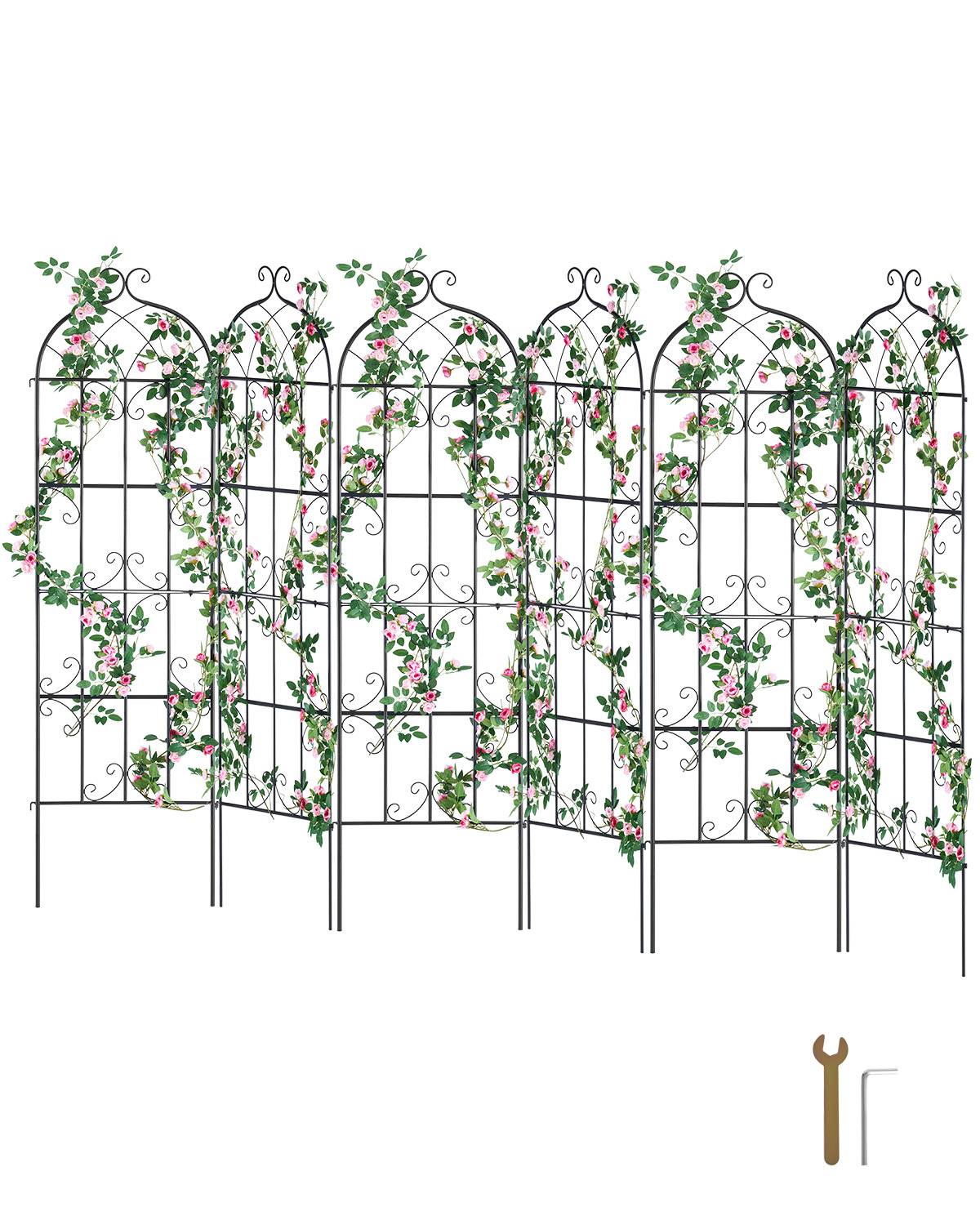 VEVOR Treillis jardin plantes grimpantes, 51x180 cm, métal antirouille. 6 pièces, pour rosiers, concombres.