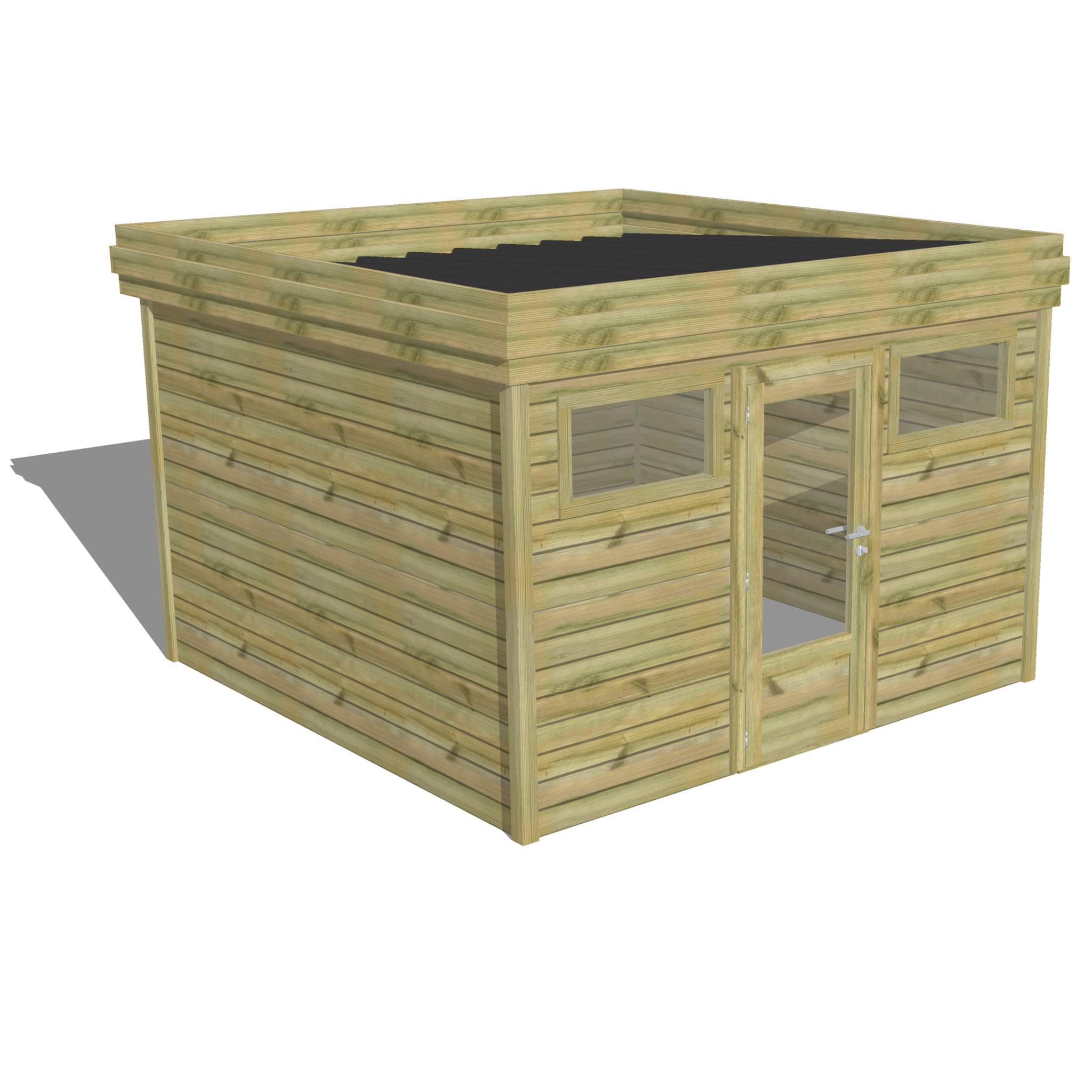 ABRI DE JARDIN bois  autoclave 27mm - 3,44x3,44m / 12m2 - Bac acier - Abri Français - Image 1