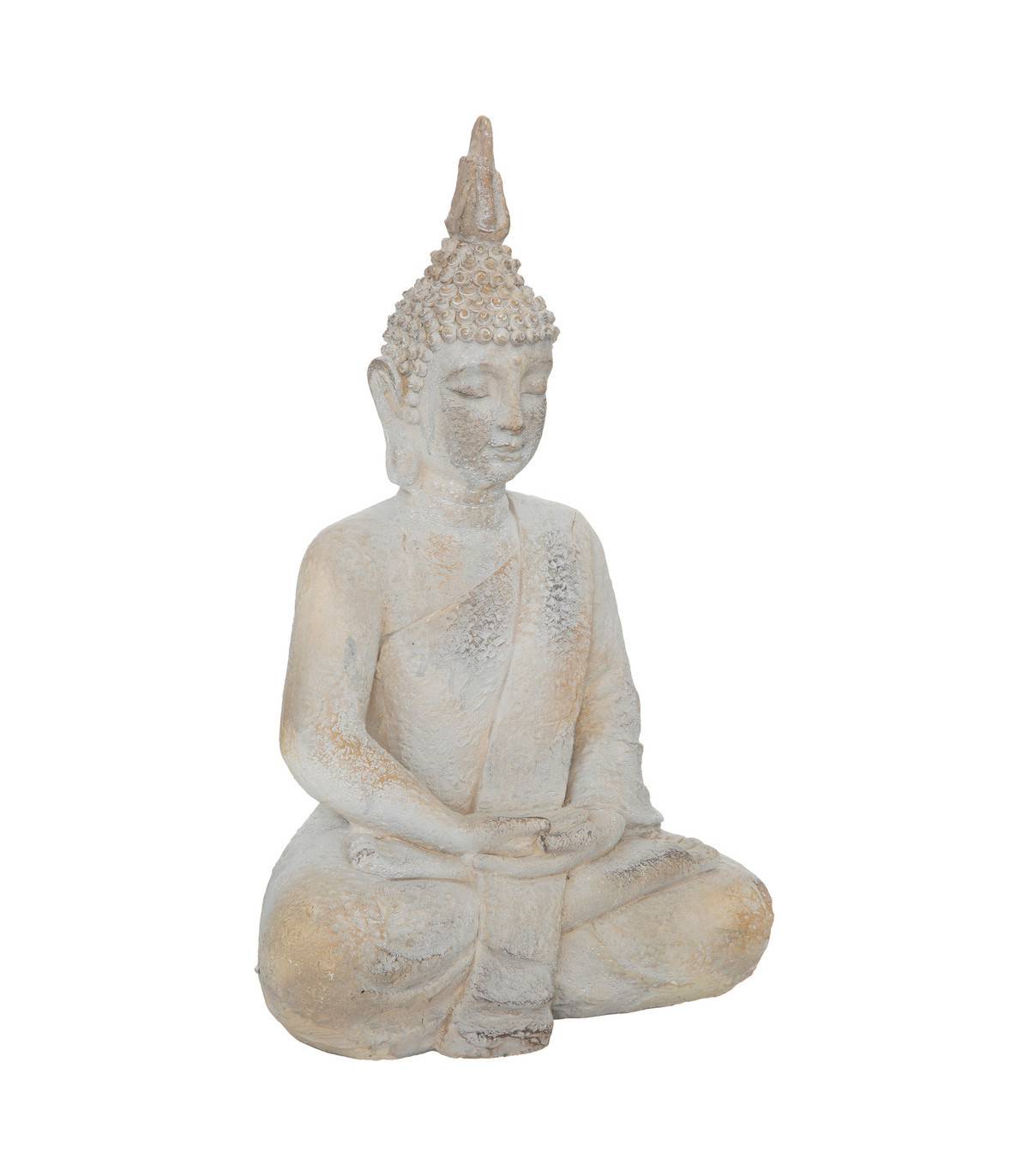 Statue décorative Bouddha en résine Blanc chaud H 50 cm - Image 1