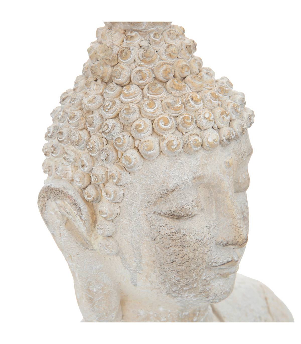 Statue décorative Bouddha en résine Blanc chaud H 50 cm - Image 2