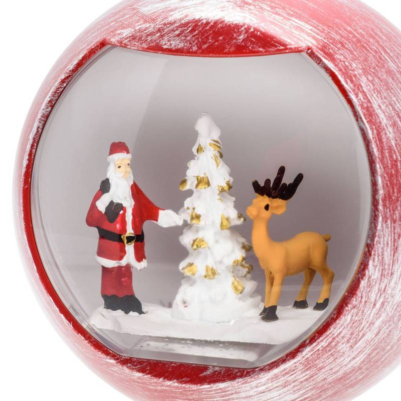 Lotti - Lanterne Boule de Noël H16cm Plastique Antique Red Rouge Antique GLITTER LED BLANC Lotti - Image 4