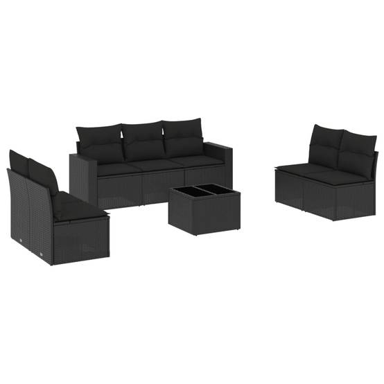 Salon de Jardin 7 Places Résine Tressée Noire avec Table Basse et Modules de Rangement – ComfortXL Outdoor Living - Image 2