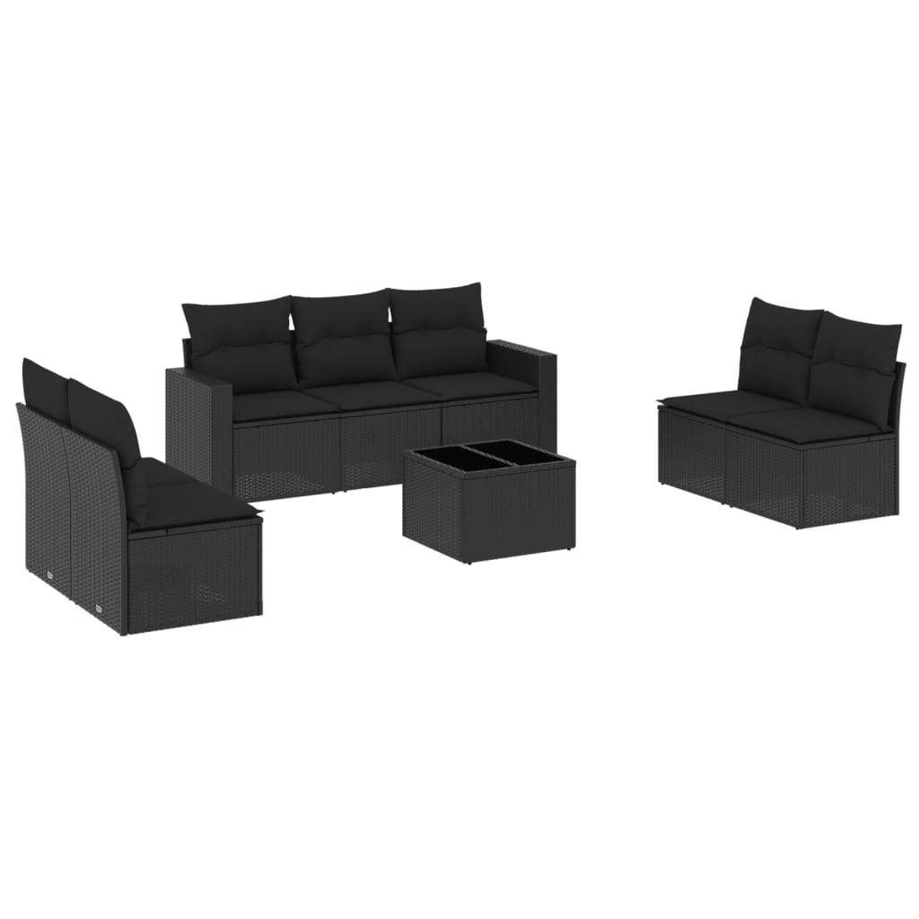 Salon de Jardin 7 Places Résine Tressée Noire avec Table Basse et Modules de Rangement – ComfortXL Outdoor Living - Image 2