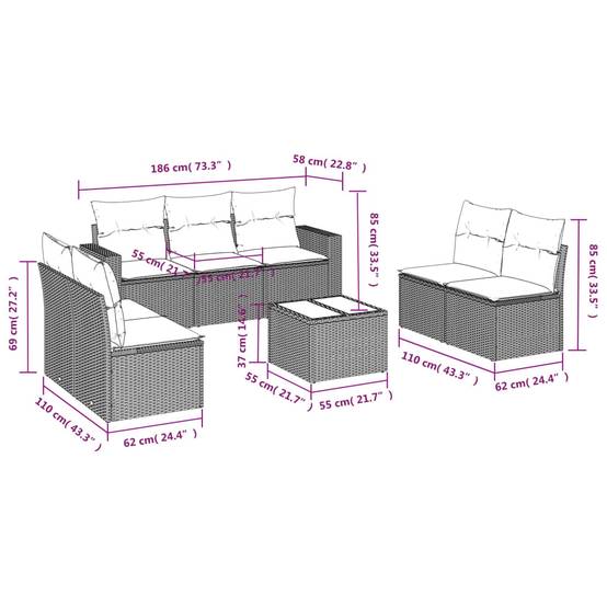 Salon de Jardin 7 Places Résine Tressée Noire avec Table Basse et Modules de Rangement – ComfortXL Outdoor Living - Image 3