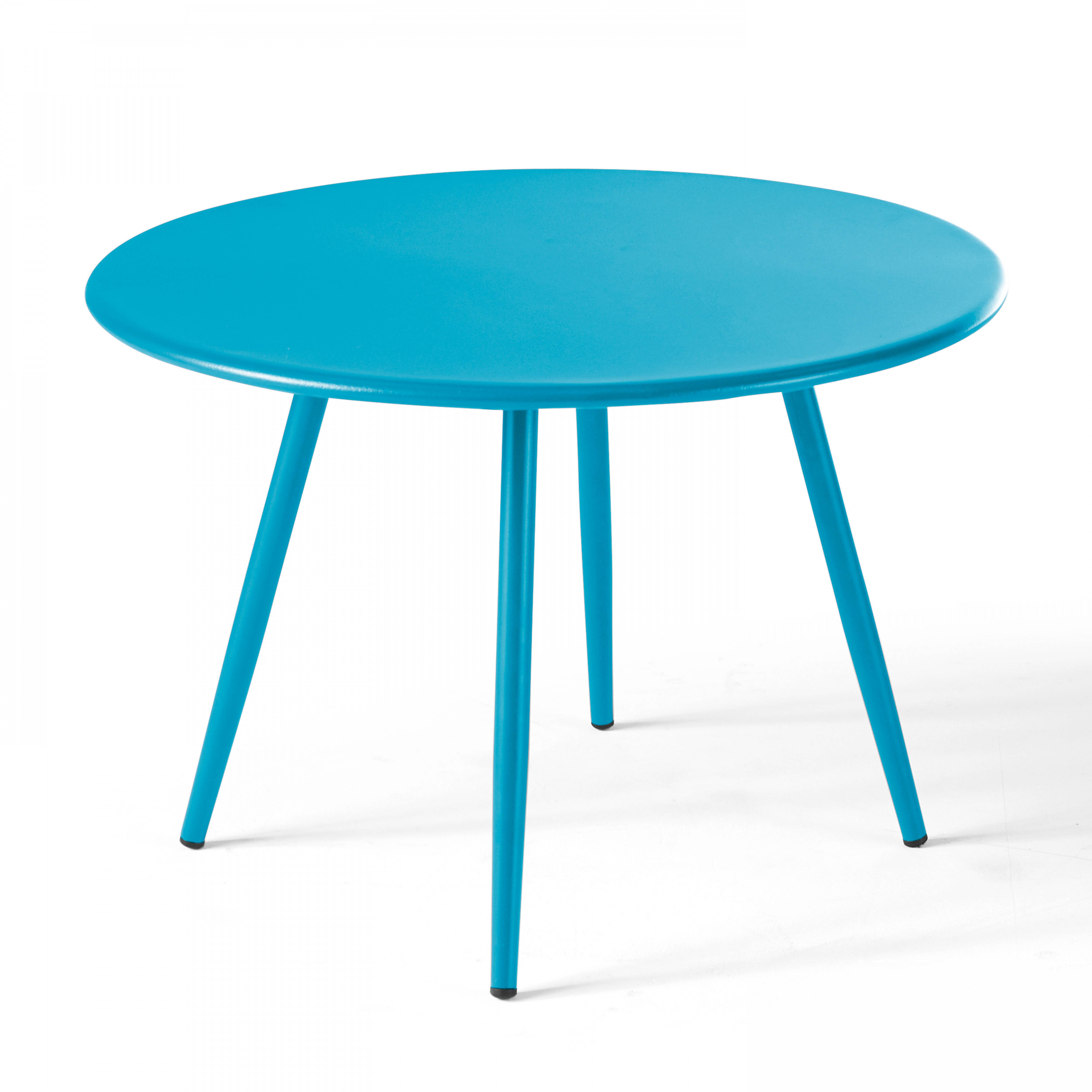 Oviala - Table basse de jardin ronde en métal bleu 50 cm Palavas - Oviala - Image 1