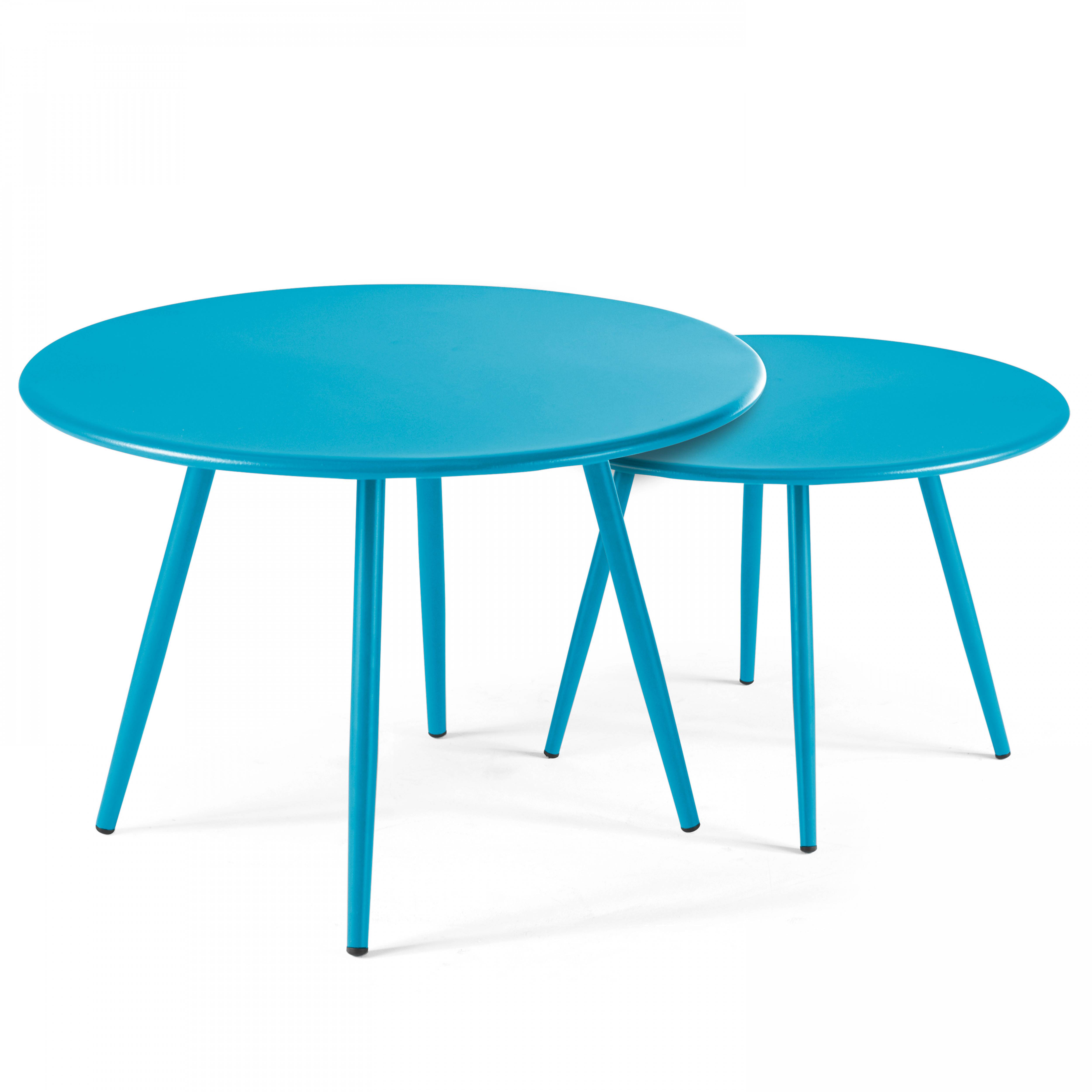 Oviala - Table basse de jardin ronde en métal bleu 50 cm Palavas - Oviala - Image 6